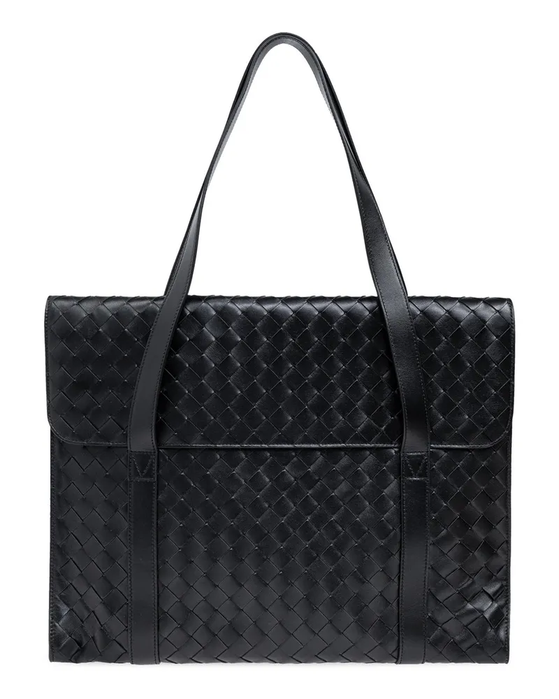 Bottega Veneta Intrecciato Leder Aktentasche Black