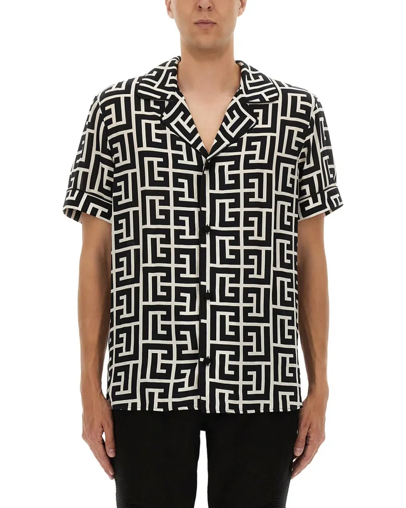 Balmain Monogramm Print Pyjama -Hemd Multicolour