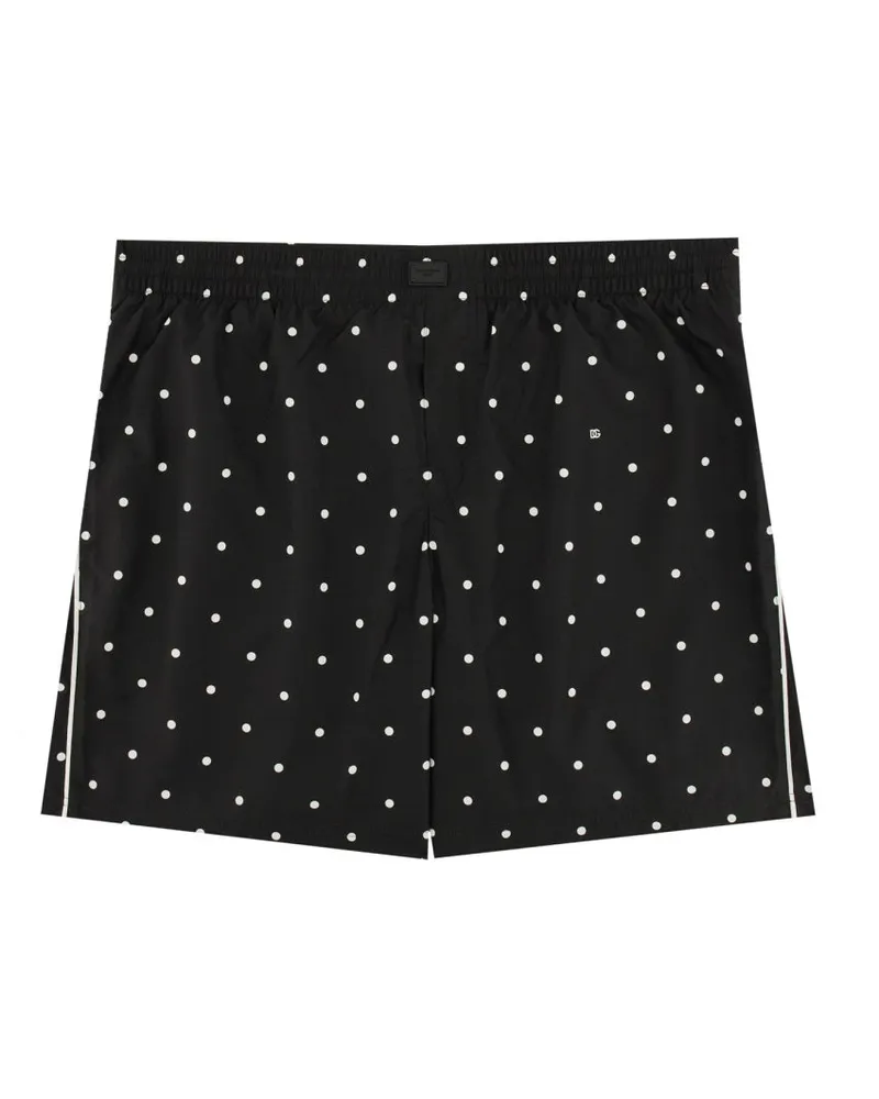 Dolce & Gabbana Polka Dot Print Badeanzug Black