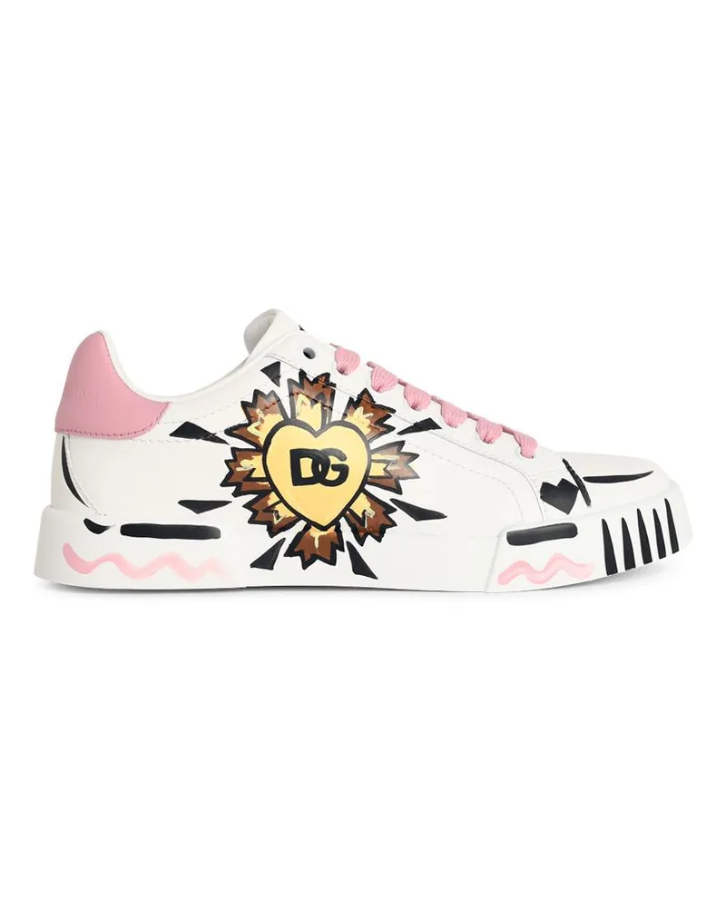 Dolce & Gabbana Weiße Lear-Sneaker „Portofino Light Strobel“ von White