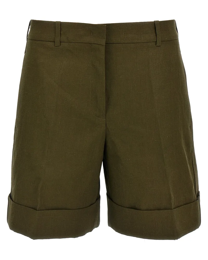 Jil Sander Leinen Bermuda Shorts Green