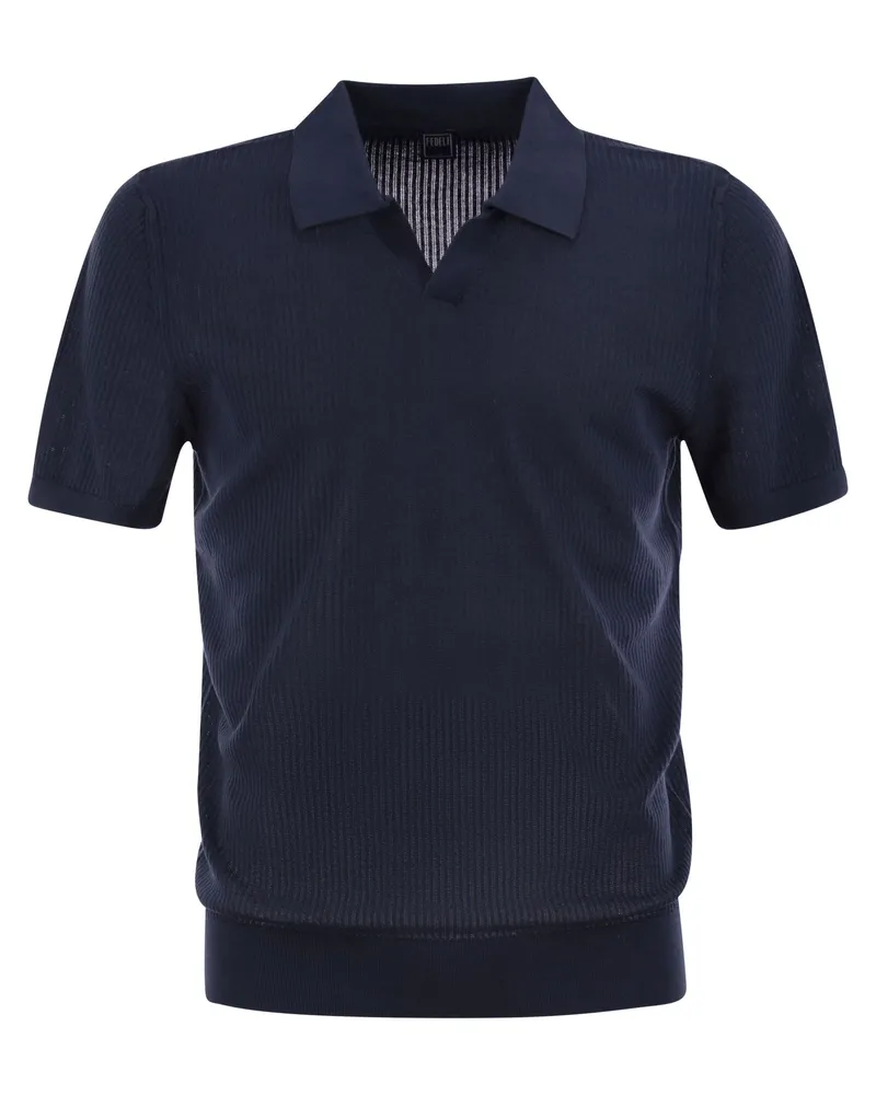 Fedeli Giza Cotton Kurzärmel -Poloshirt Blue