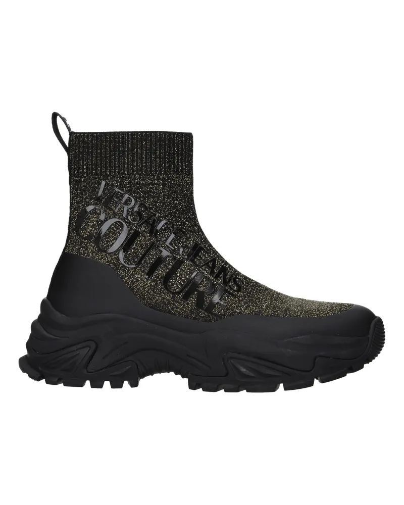 Versace Jeans Sneakers Couture Frau Stoff Schwarz/Gold -