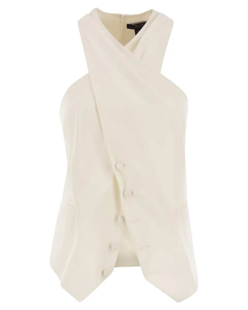 Max Mara Weste aus Wollgabardine und Satin von  Selva White