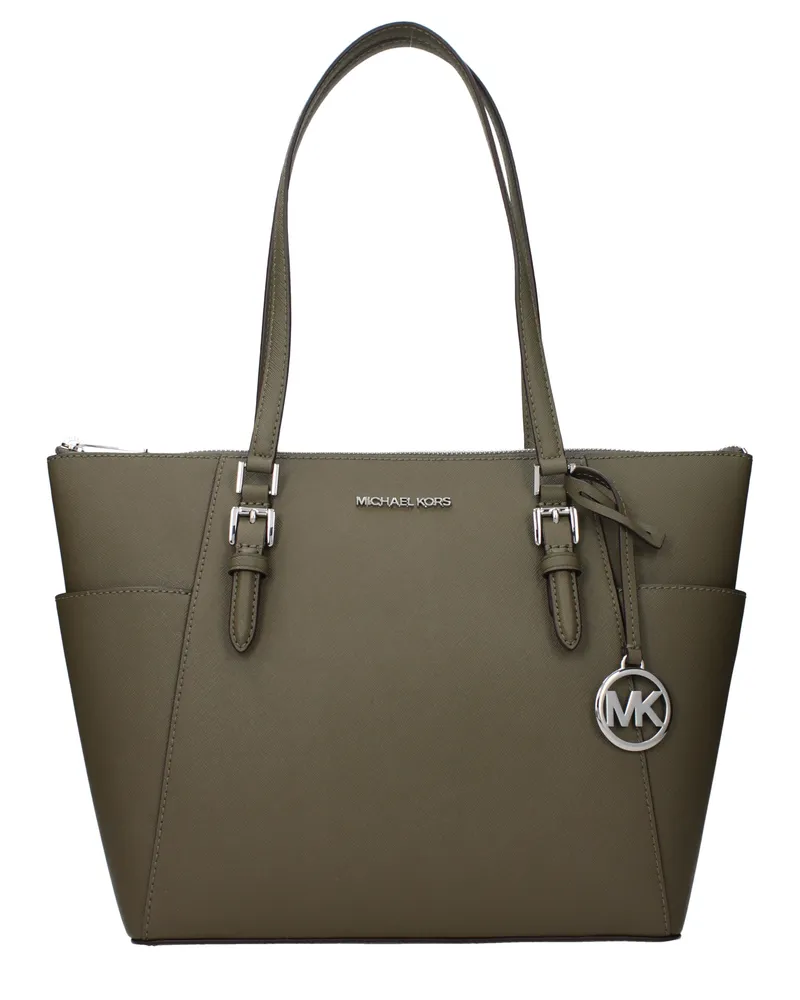 Michael Kors Charlotte Damens Grün/olivfarbene Leder-Umhängetasche -