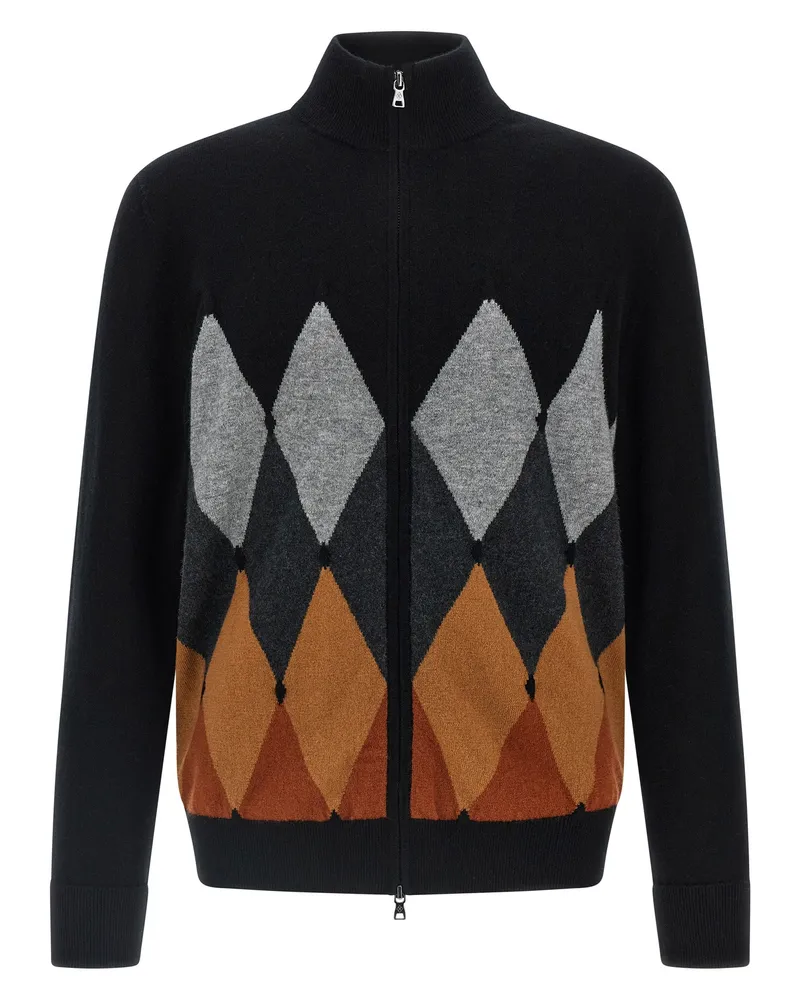 Ballantyne Cardigan Argyle Black