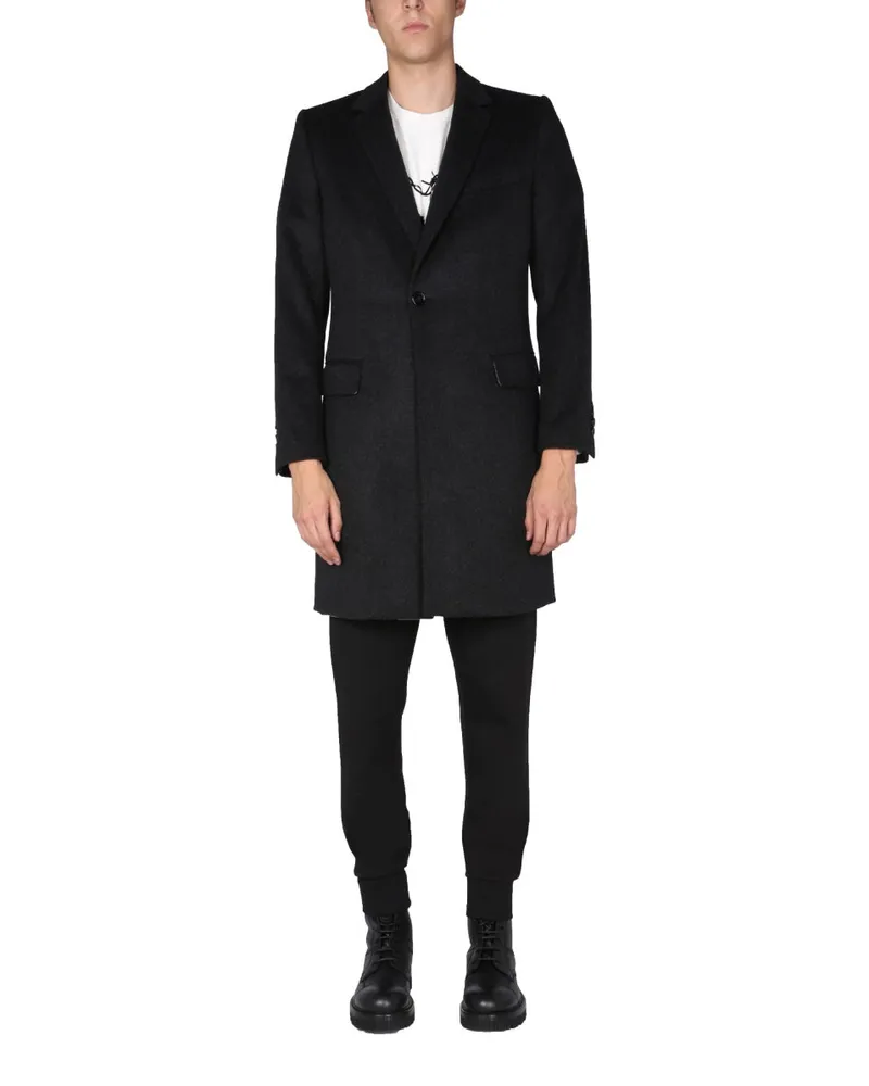 Dolce & Gabbana Einreiher Velours Mantel Grey