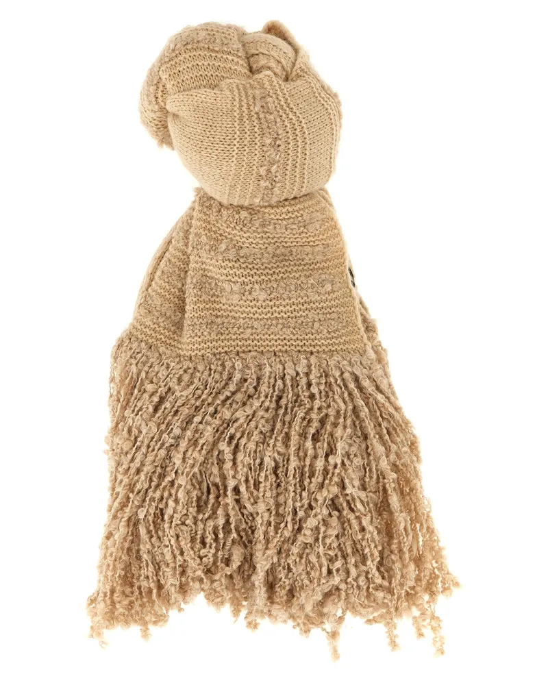 Fabiana Filippi Bouclé Fransen -Schal Beige
