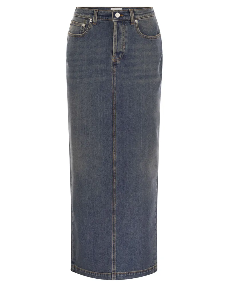 Fabiana Filippi Long Jeansrock mit Rückenschlitz Denim