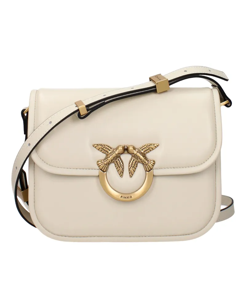 Pinko Umhängetasche Love Box Damens Leder Beige/Elfenbein -