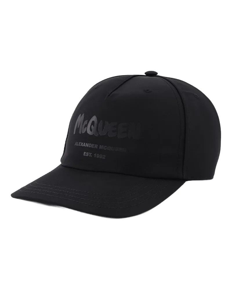 Alexander McQueen Schwarze Graffiti -Kappe Black