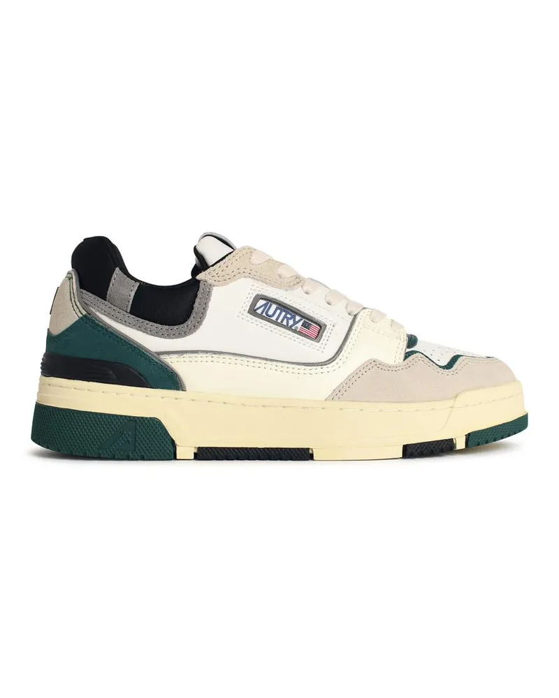 AUTRY CLC Low' White and Green 'Forest' Wildleder und Lear -Turnschuhe Multicolor