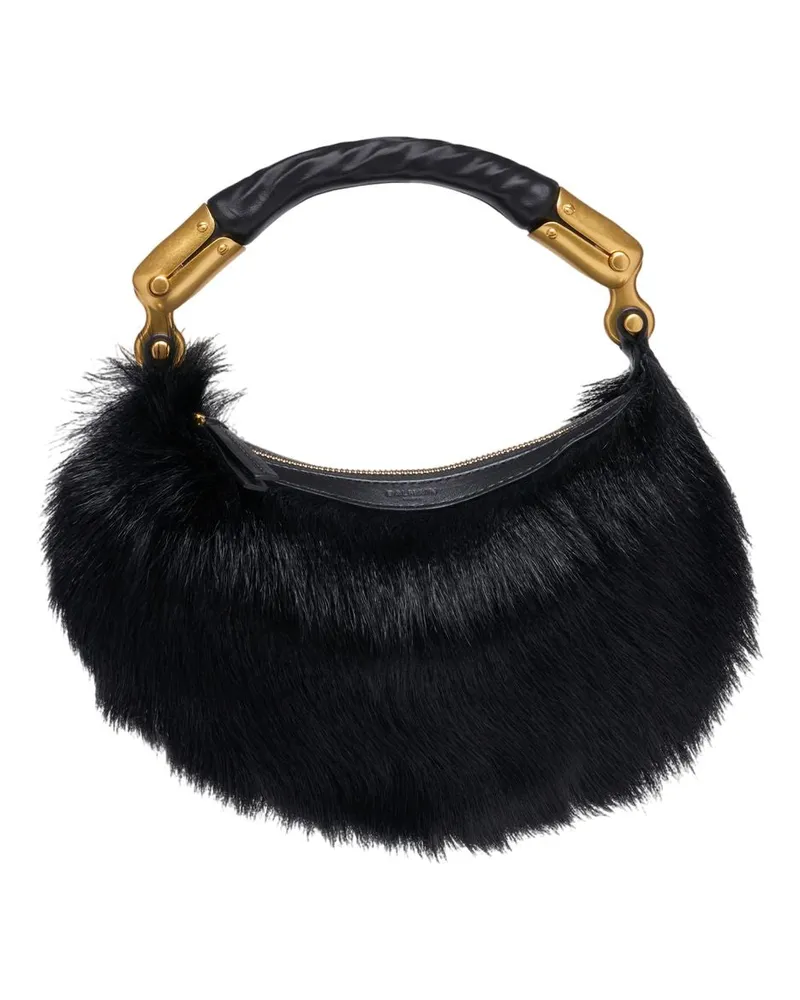 Balmain Ebene Mini Bag  Fell Schwarz Schwarz
