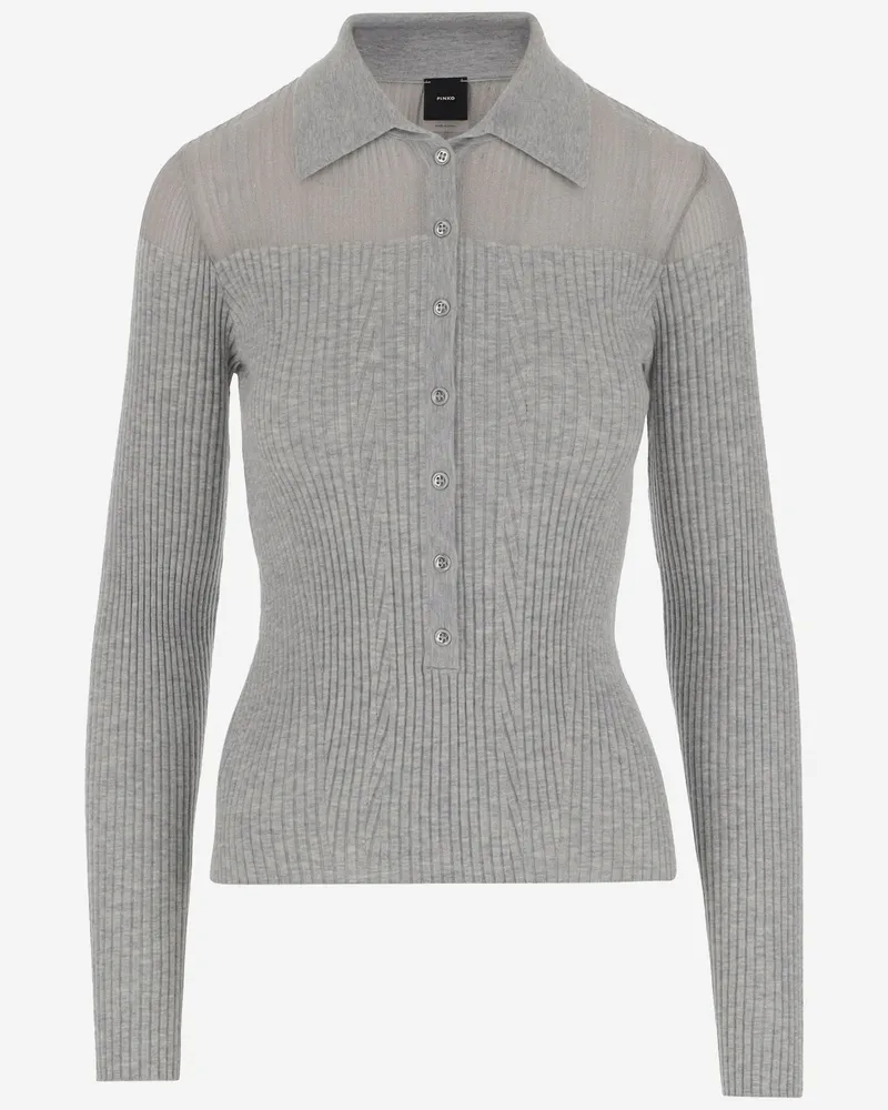 Pinko Wolle Mischpoloshirt Grey