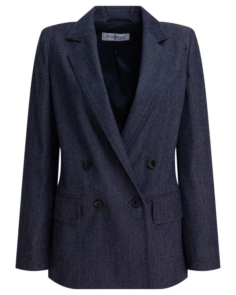 Max Mara Zweireihiger Blazer mit Denim-Effekt Blue