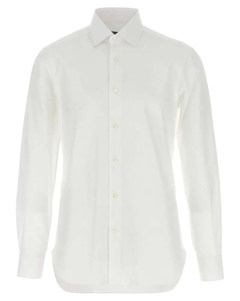 BARBA Wabe Baumwollhemd White