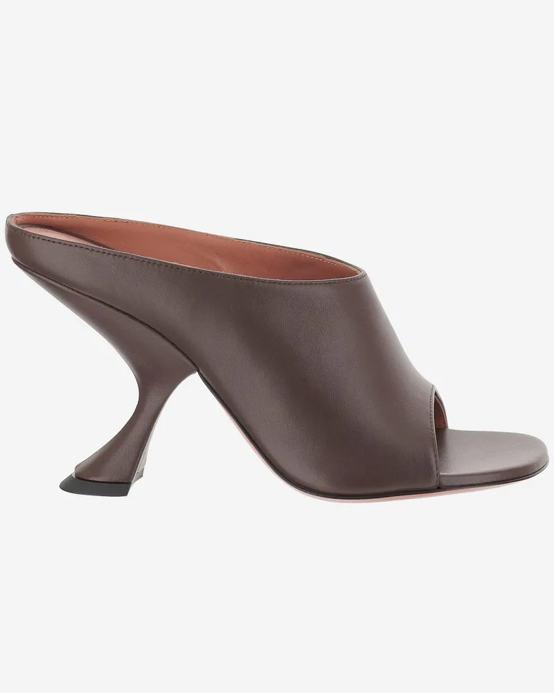 Amina Muaddi Sandalen Uma aus Leder Marrone