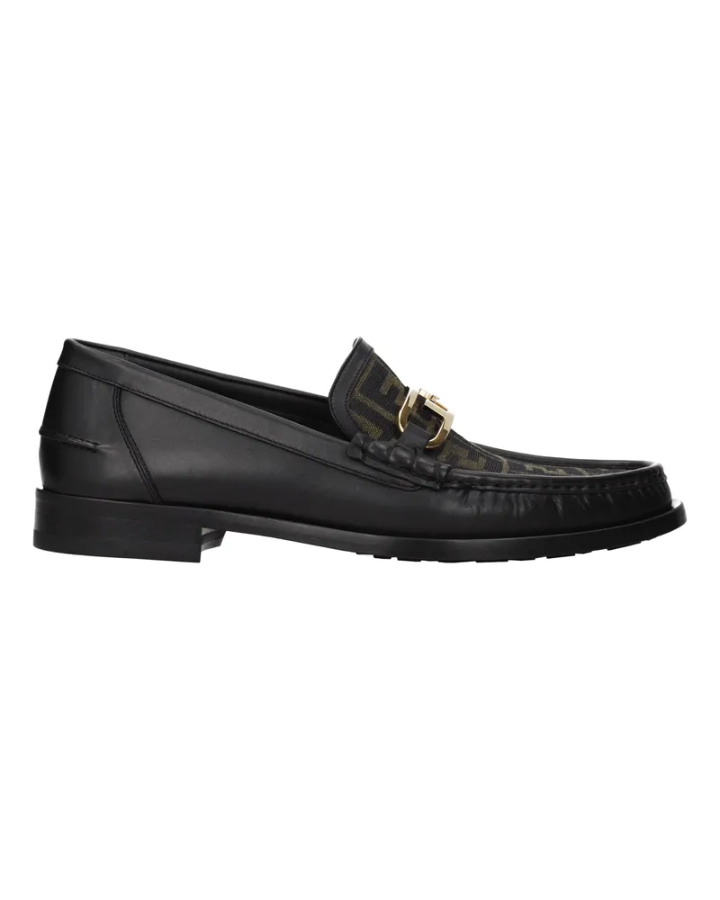 Fendi Herrens Slipper Leder Schwarz/Braun -