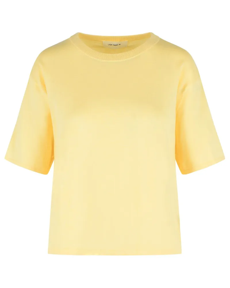 Lisa Yang T-Shirt „Rubie“ aus Baumwolle und zitronenfarbenem Kaschmir Yellow