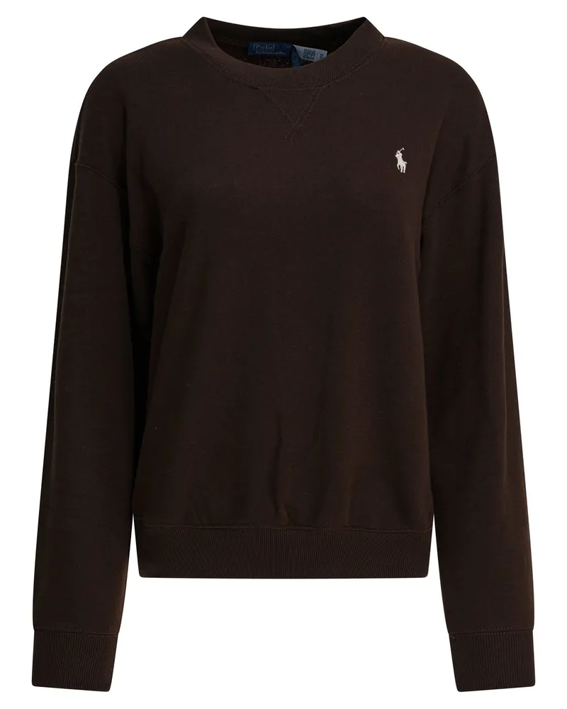Ralph Lauren Sweatshirt mit Rundhalsausschnitt und Pony Brown