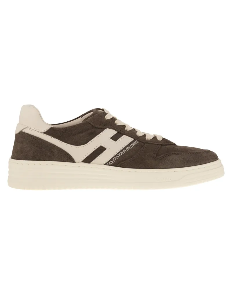 Hogan H630 Wildleder -Trainer mit H an der Seite Dark