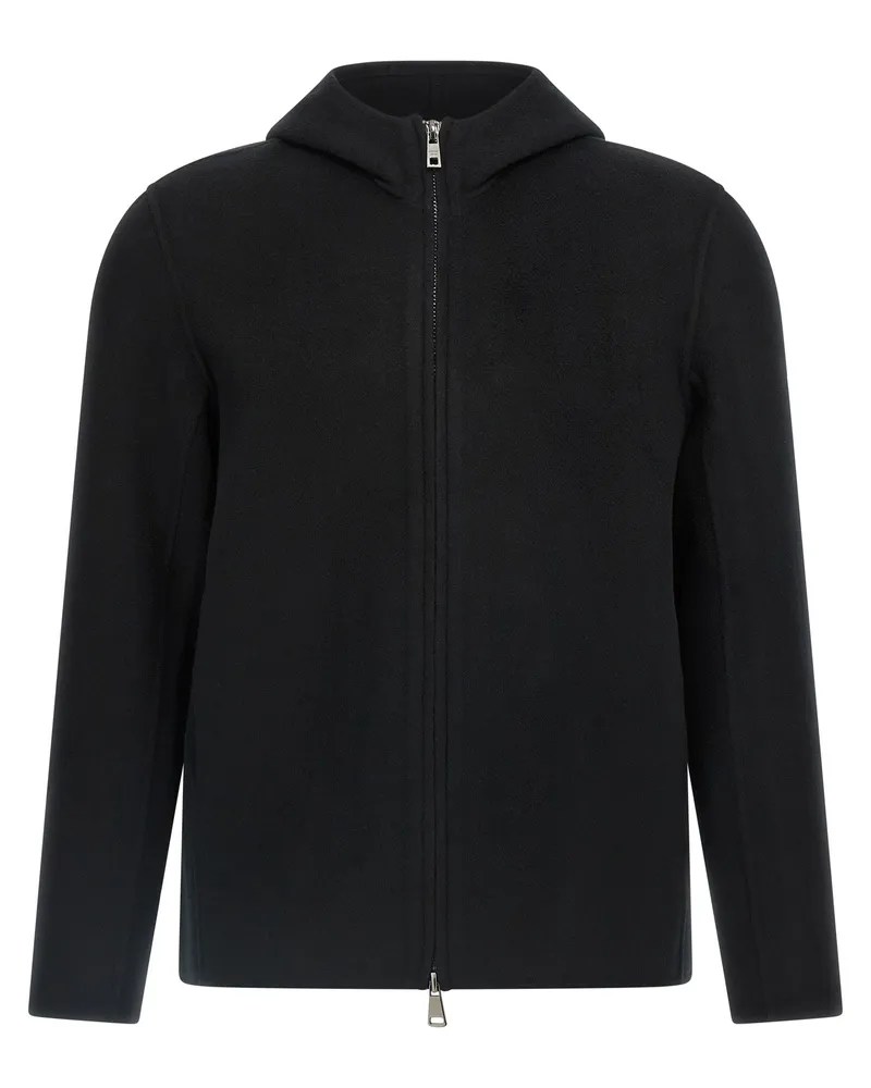 Giorgio Brato Cashmere Woll Kapuzenjacke Black