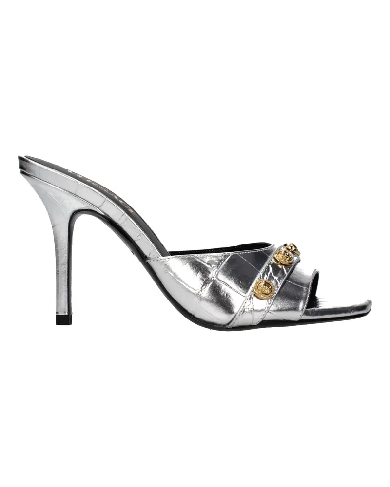 Versace Damens Ledersandalen Silber -