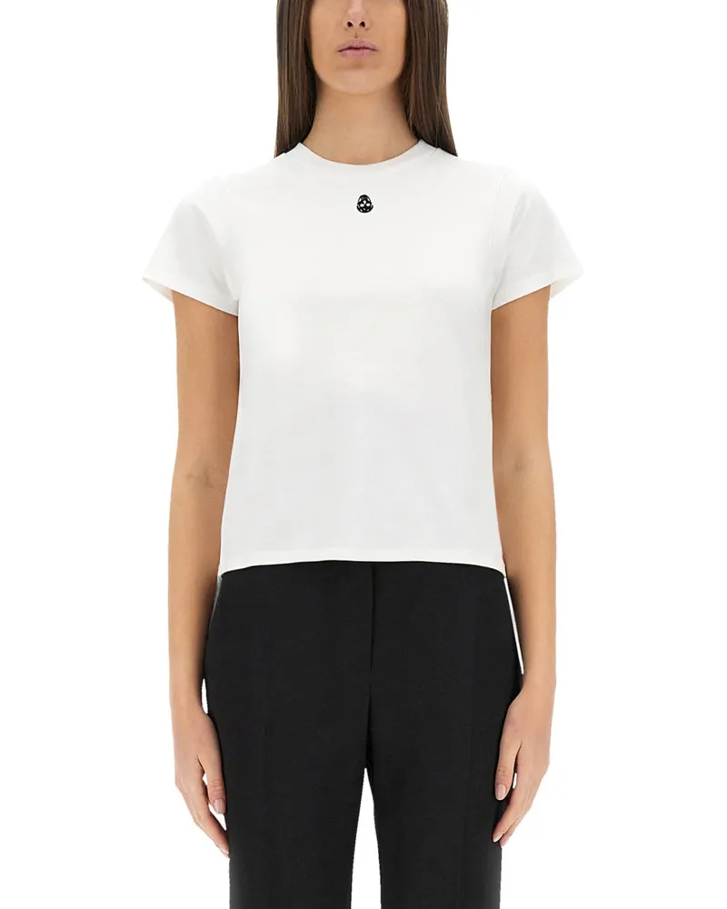 Alexander McQueen Alexander MC Queen T -Shirt mit "Schädel" Stickerei White