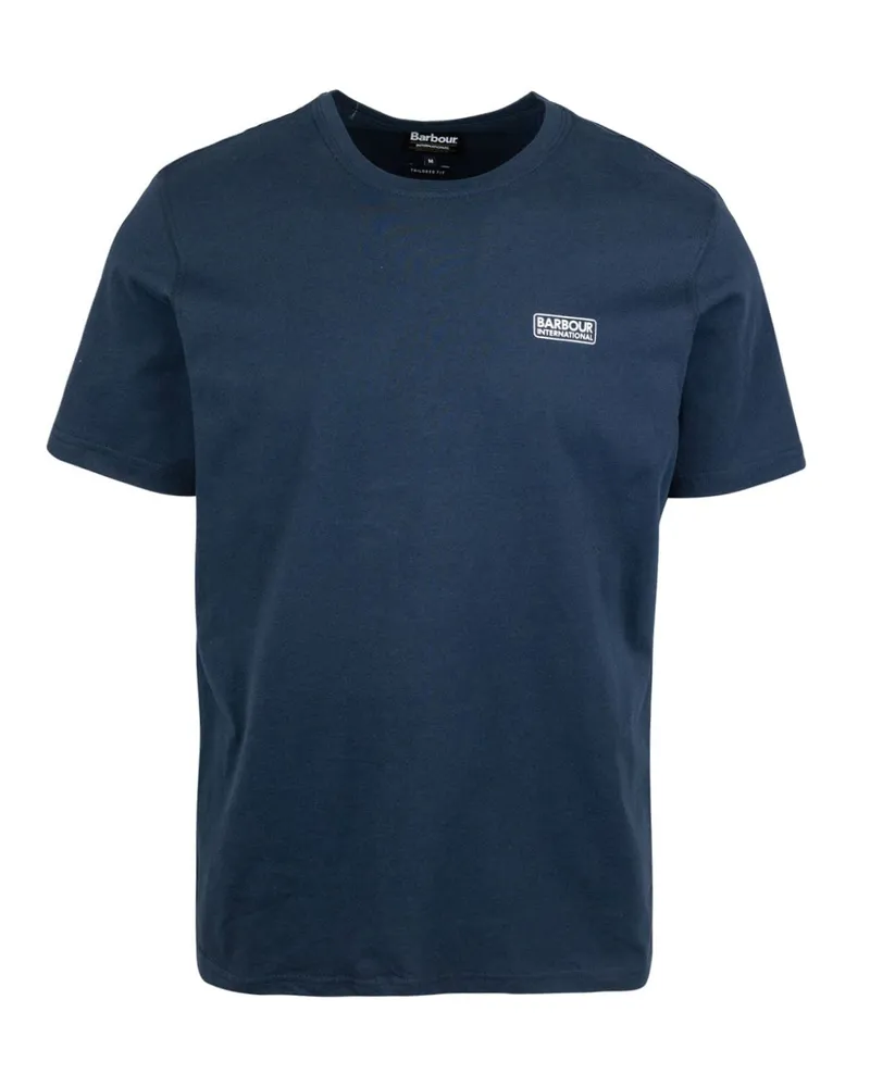 Barbour T Shirt Essential Con Logo Blue