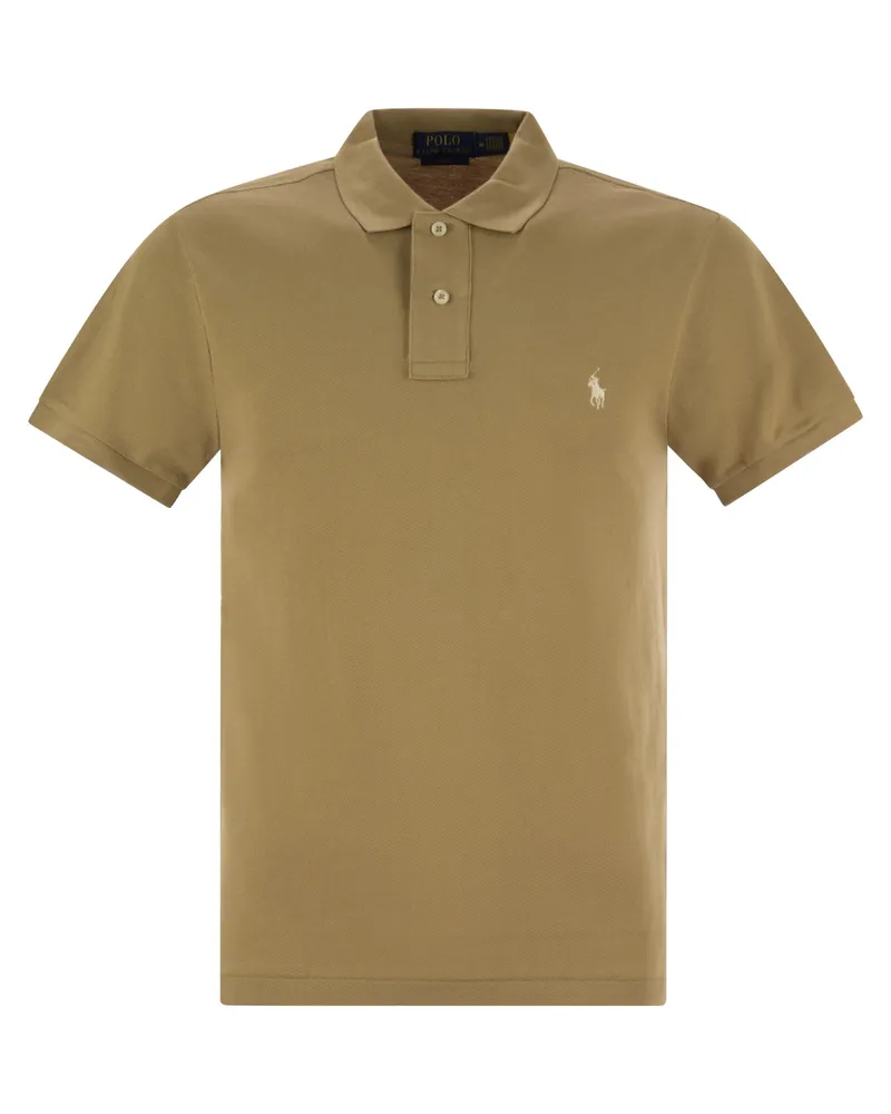 Ralph Lauren Slim Fit Pique Polo -Hemd Sand