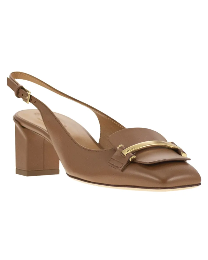TOD'S Tod 's Slingback Leder Décolleté Camel