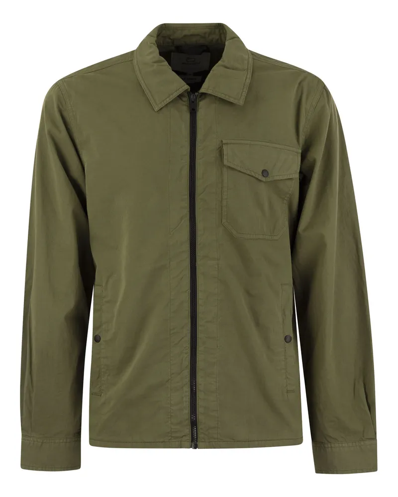 Woolrich Kleidungsstück gefärbte Hemdjacke in reiner Baumwolle Olive