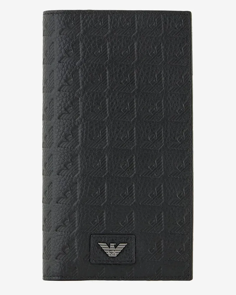 Emporio Armani Lederbrieftasche mit geprägtem Logo Black