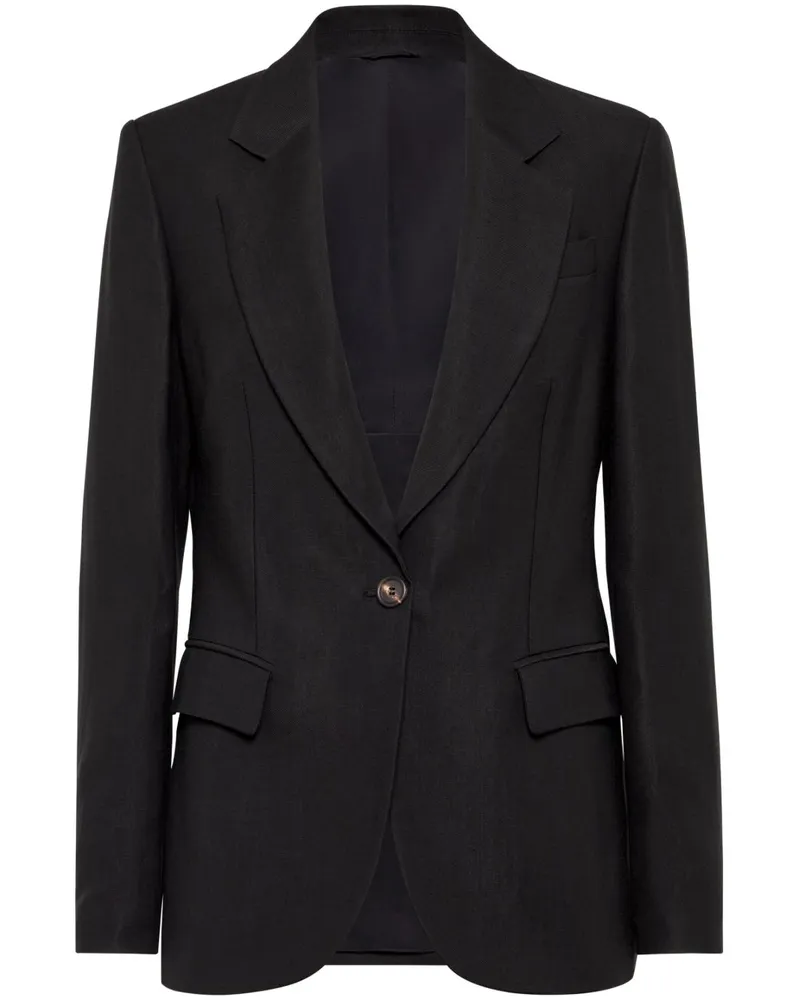 Brunello Cucinelli Leinenflüssigkeitsjacke mit glänzenden Details Black