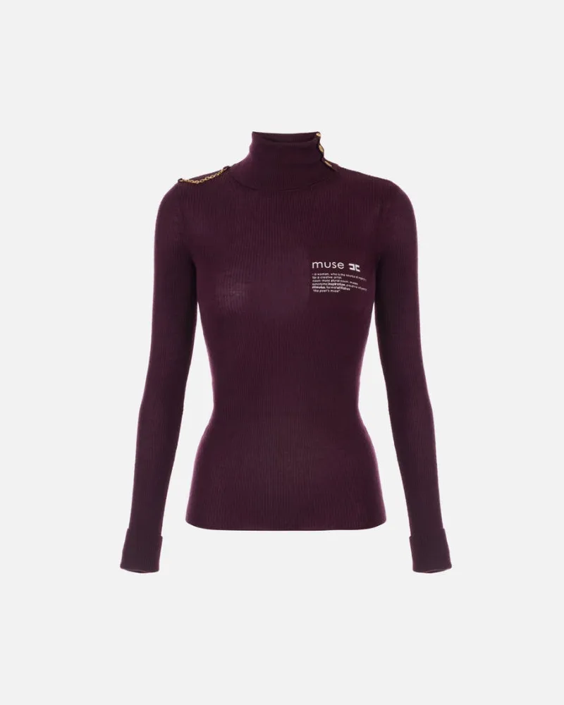 Elisabetta Franchi Rollkragenpullover mit Beschriftungsdetails Merlot