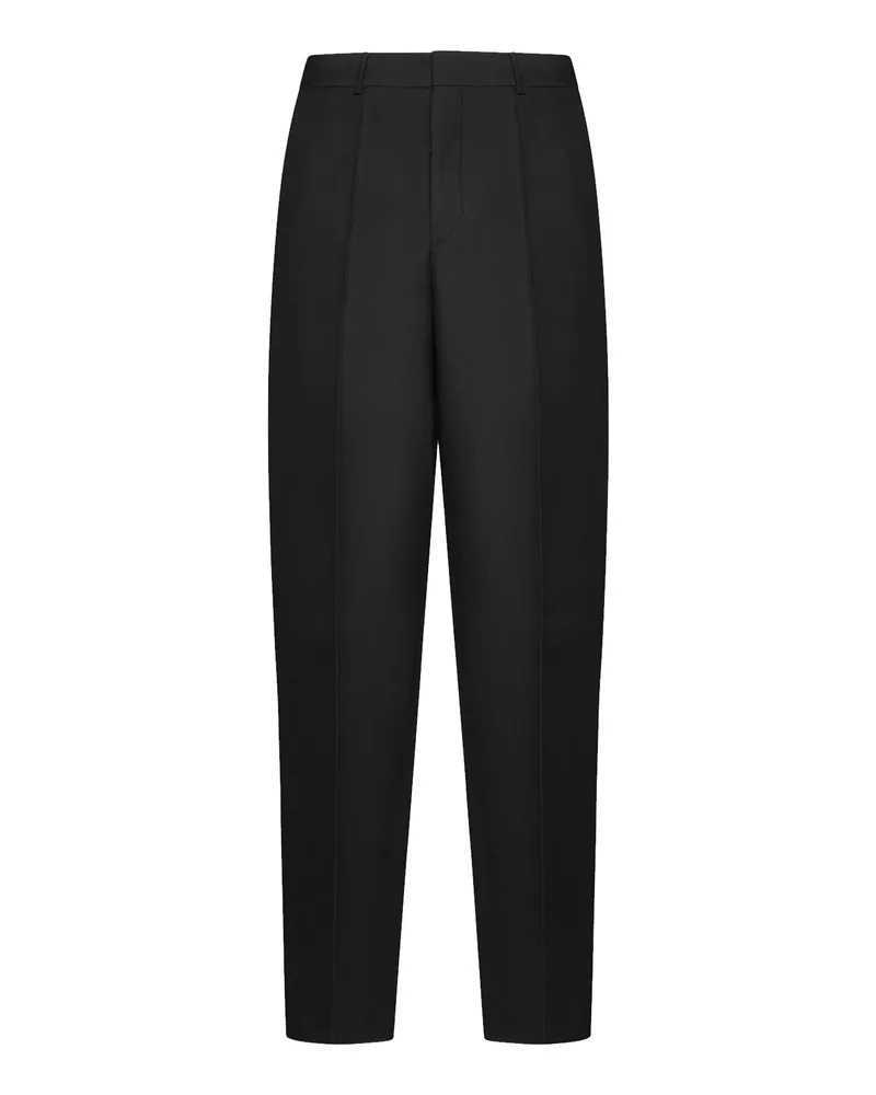 Valentino Garavani Valentino Wolle und Seidenhosen Schwarz
