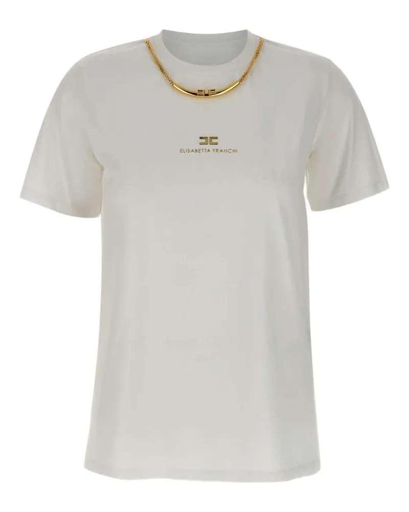 Elisabetta Franchi Logo Baumwoll -T -Shirt White