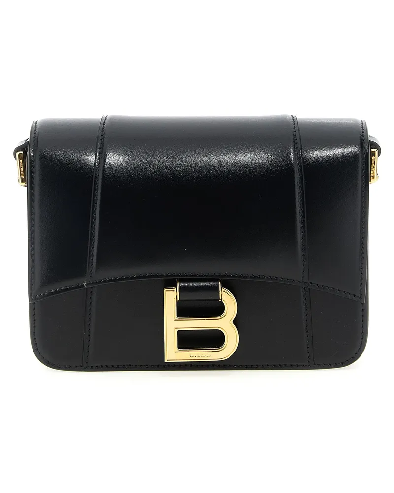 Balenciaga Kleine Umhängetasche „Flap Hourglass“ von Black