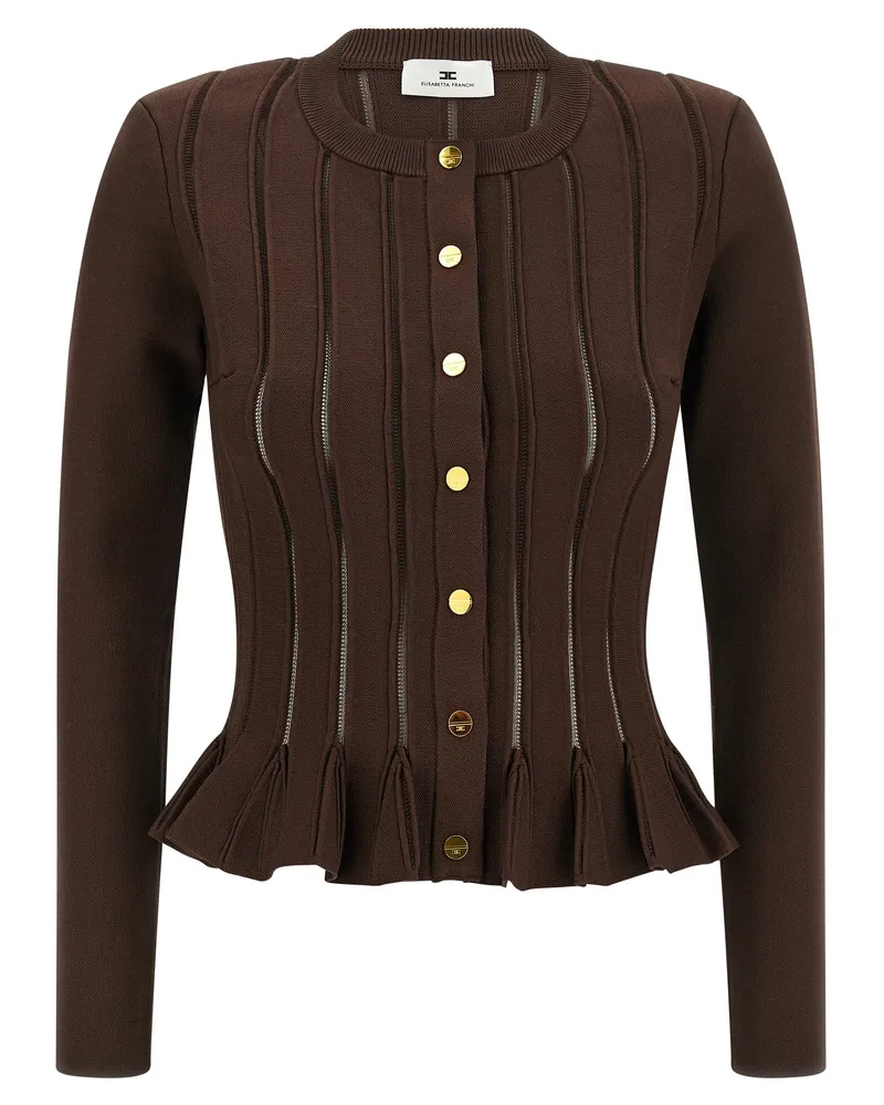 Elisabetta Franchi Cardigan Trama à Jour Brown