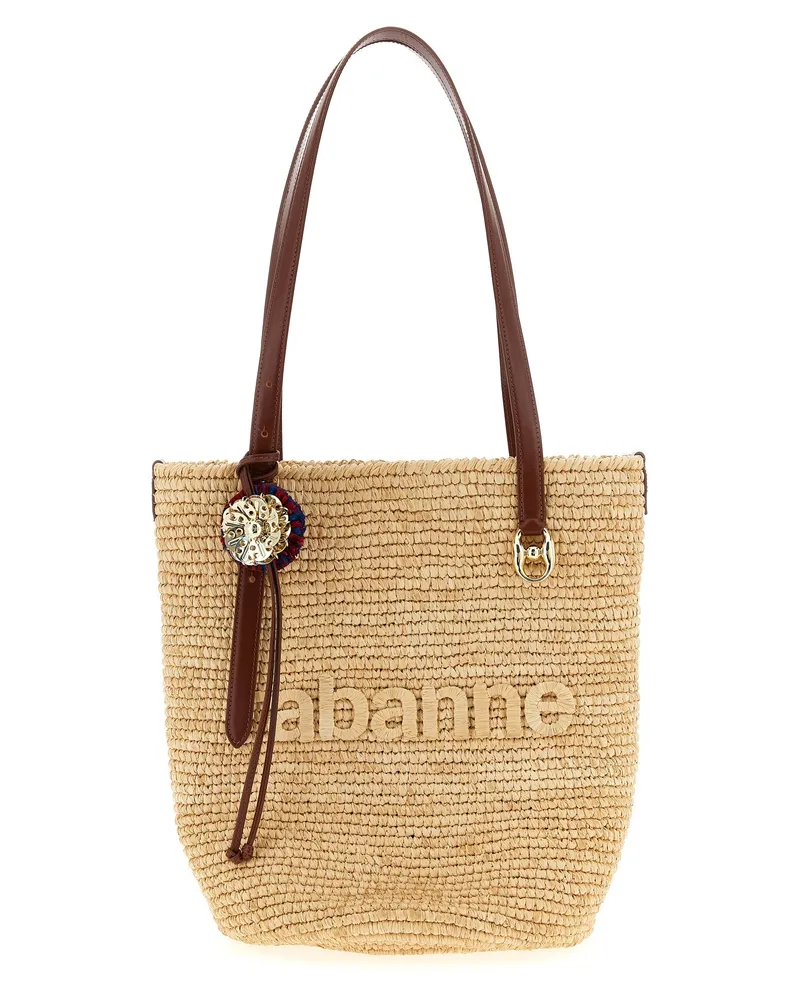 Paco Rabanne Natural Raffia Tote Bag' Einkaufstasche Beige