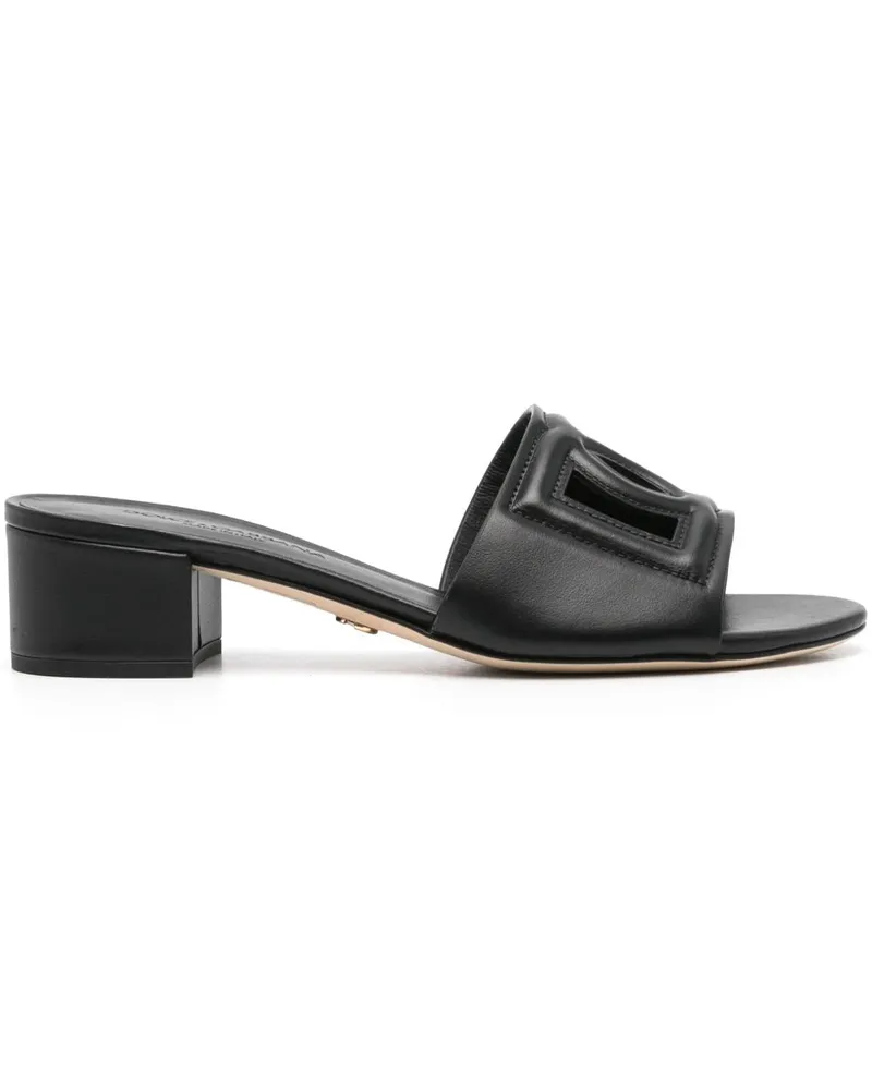 Dolce & Gabbana DG Logo Ledersandalen Black