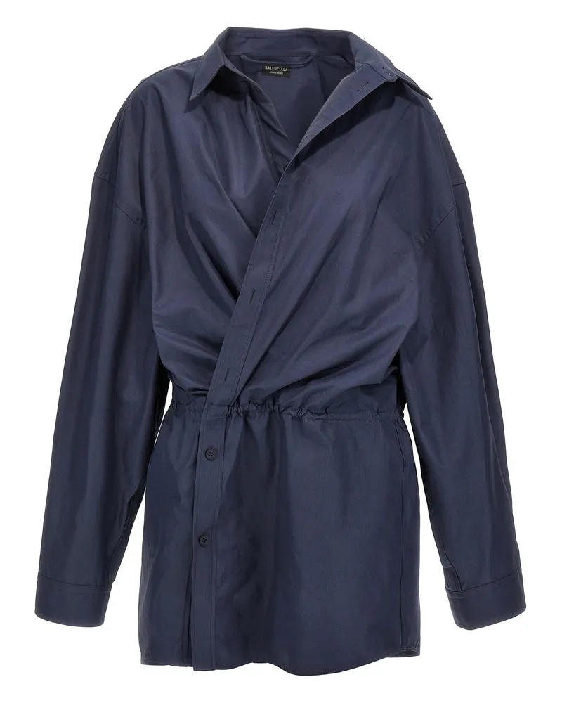 Balenciaga Stile Camicia Mini“-Kleid Blue