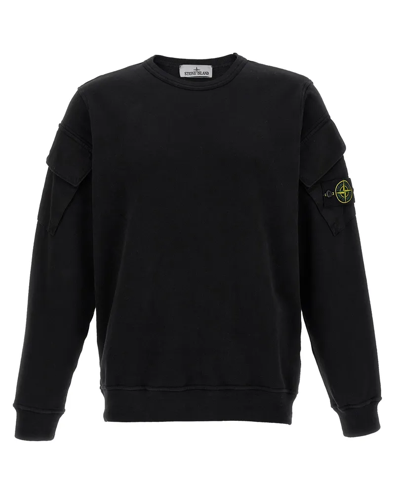 Stone Island Logo Abzeichen Sweatshirt Black