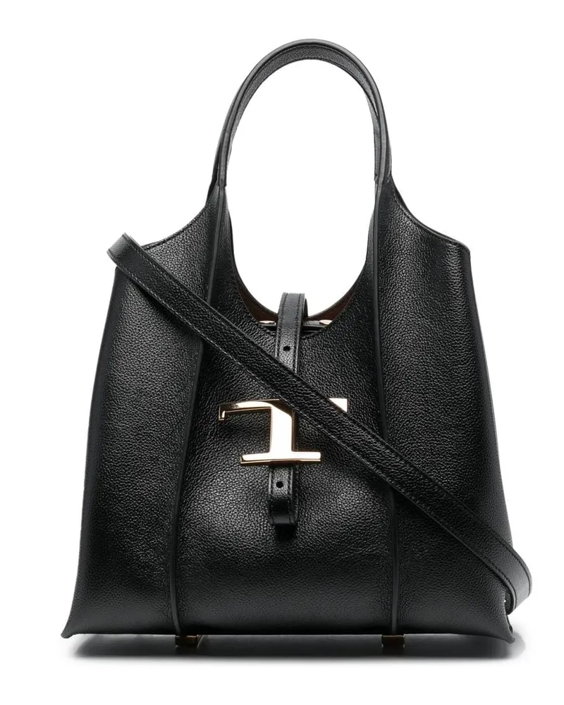 TOD'S s Mini -Leder -Einkaufstasche Black