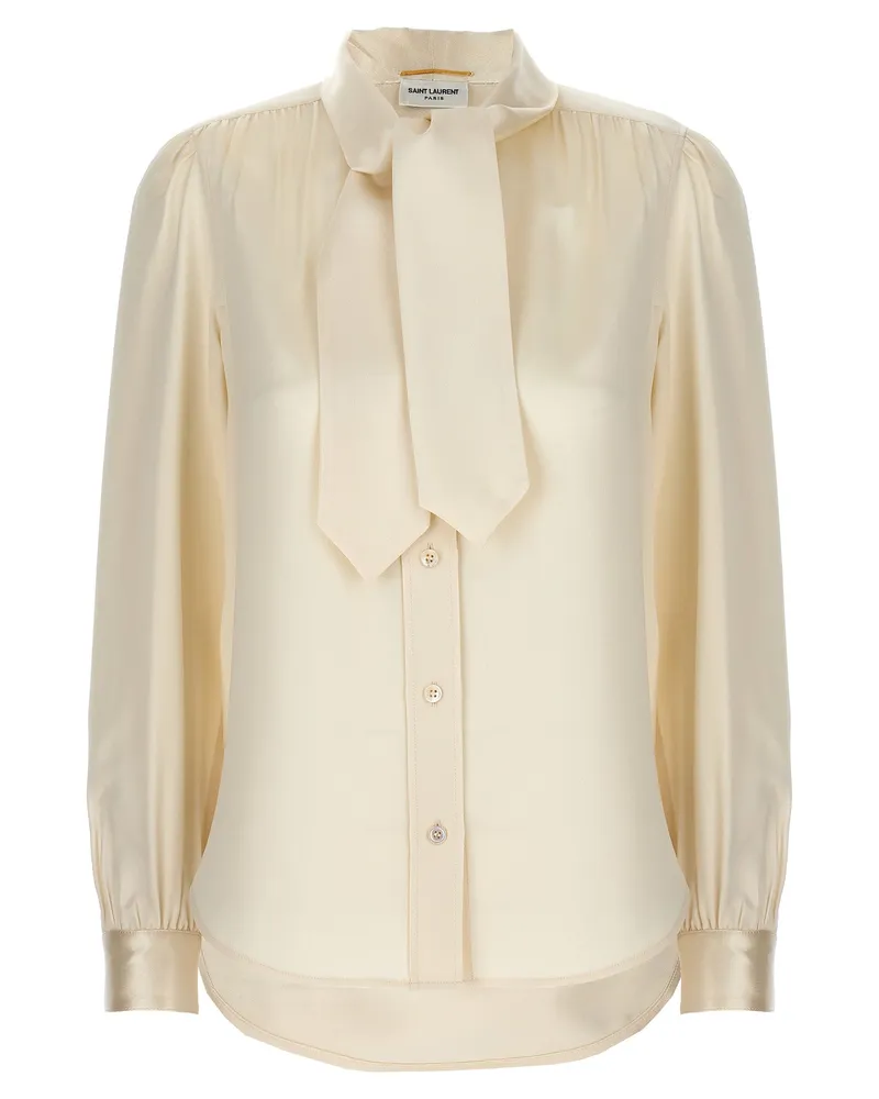 Saint Laurent Lavalliere Seidenhemd White