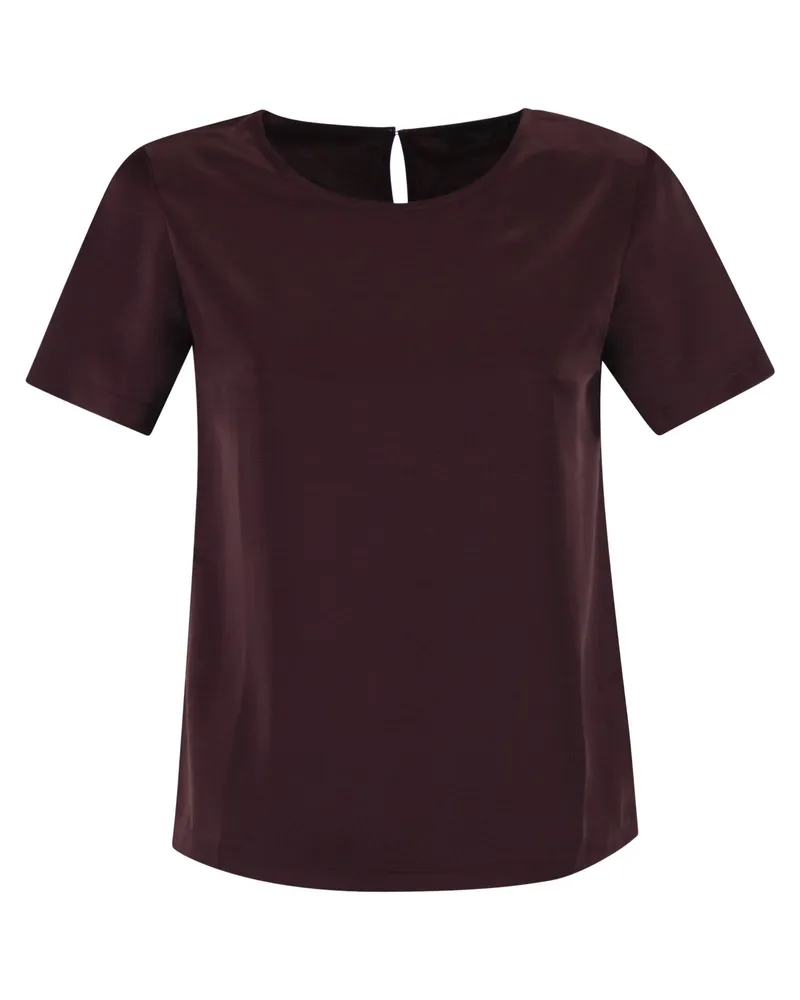 Weekend Max Mara Wkdzona T-Shirt aus Satin und Jersey Bordeaux