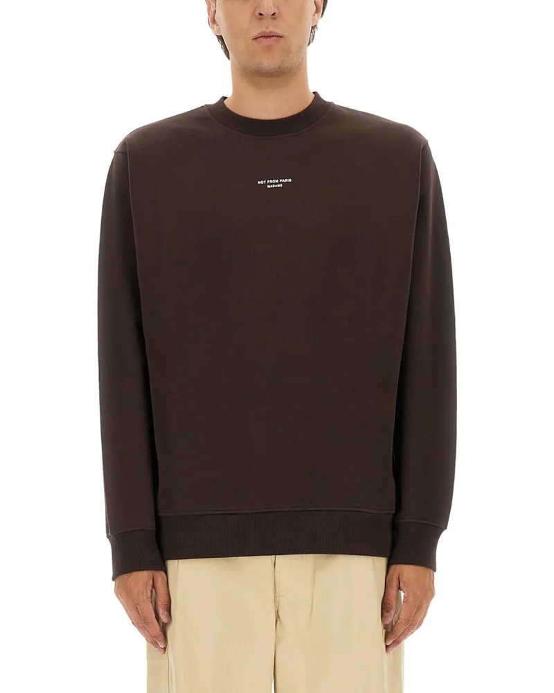 Drôle de Monsieur Sweatshirt mit Slogan Brown