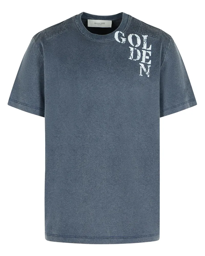 Golden Goose Goldener Gänseblau -Baumwoll -T -Shirt Blue