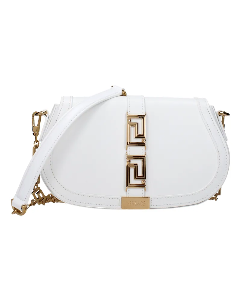 Versace Greek Goddess Umhängetasche Damen Weißes Leder -