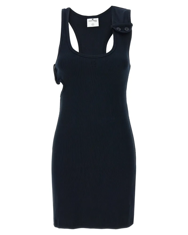 Courrèges Courreves 'Double Buckele 90' ​​'s Rippenkleid Blue